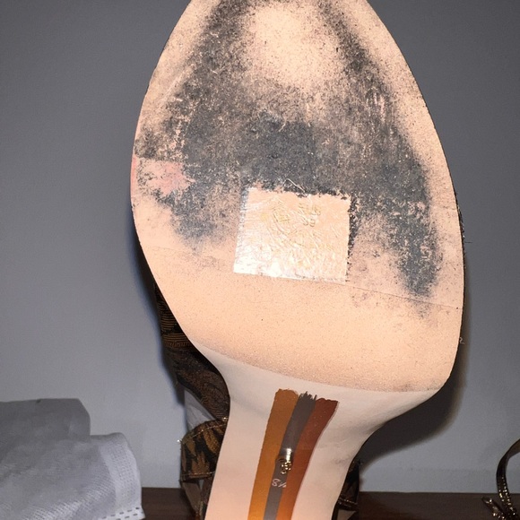 Sam Edelman Kristen Bronze Block Heel Ankle Strap Square Toe Heeled Sandal (8.5) - Picture 4 of 6